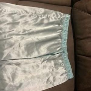 Green and White striped silk Pajama Pants and Short Set Large